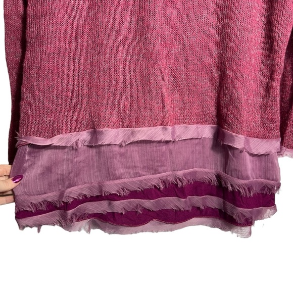 Easel Pink/Purple Tiered Knit Sweater Tunic, Large - Picture 5 of 7
